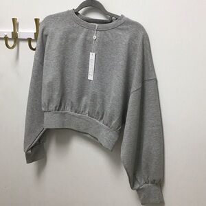 Sage innocence banded knit Gray Women's Cropped Sweatshirt